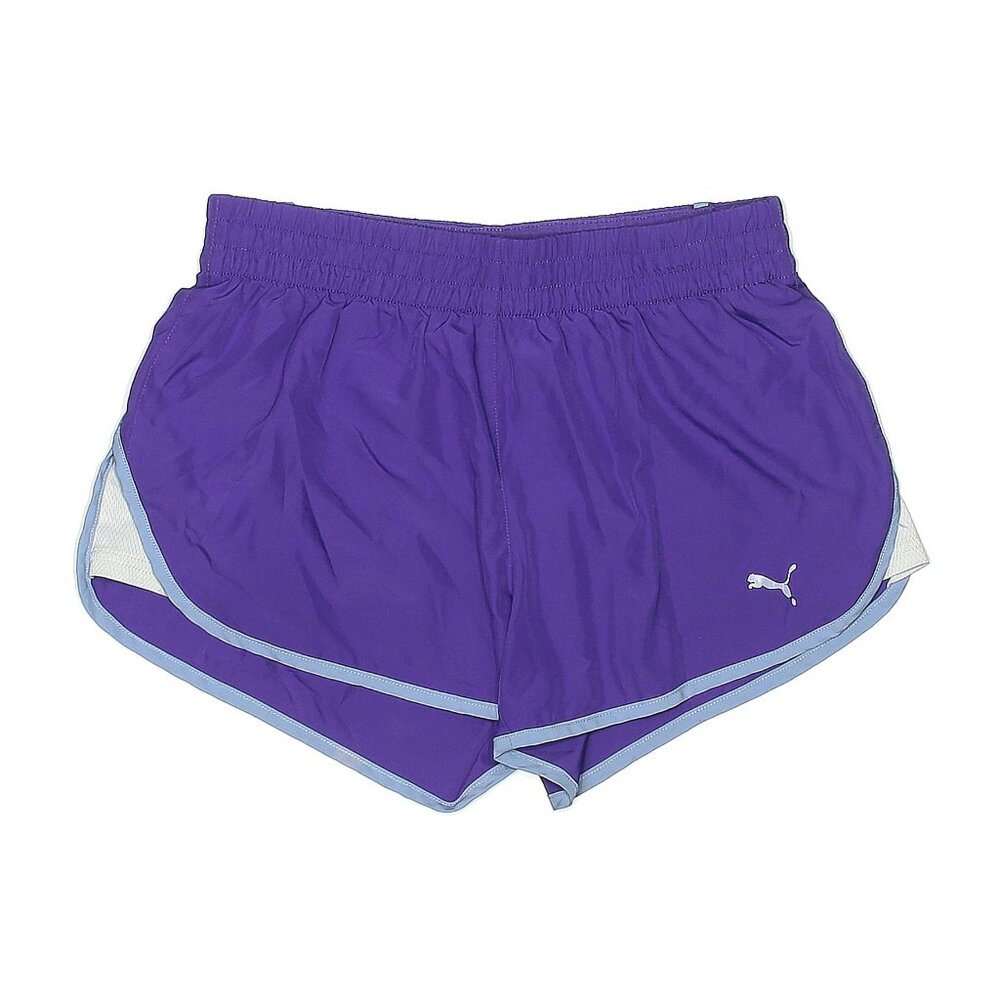Puma Women's Athletic Shorts in Purple with Gray-Blue Trim